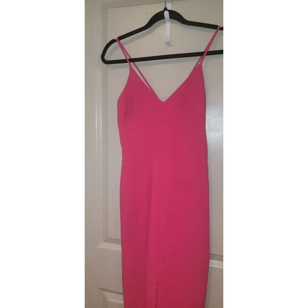 Likely Hot Pink Maxi Dress Size 2 V Neck Spaghetti Strap Formal - Picture 2 of 8